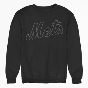 NEW York Mets Tonal Wordmark Fleece Long Sleeve Sweatshirt BLACKOUT